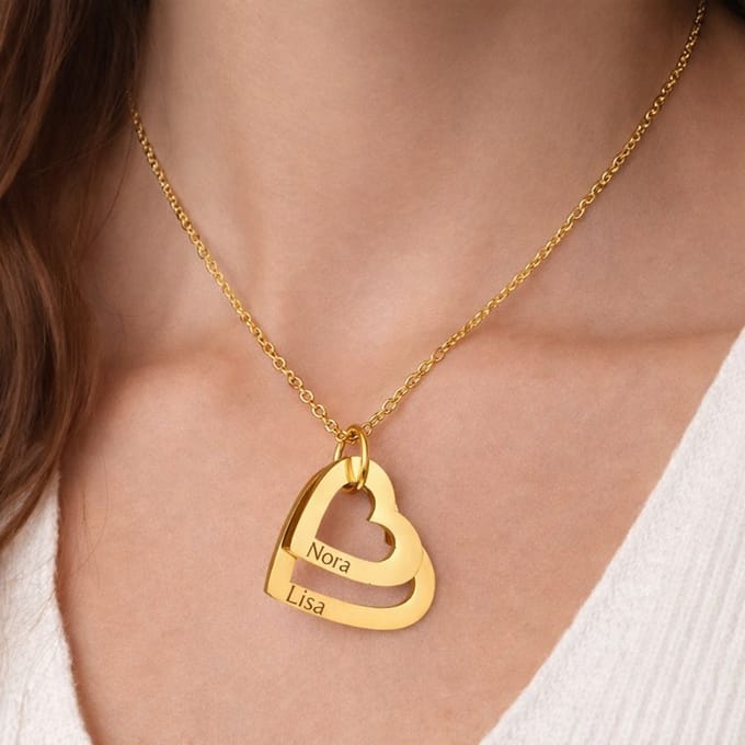 Ketting met 2 Hartjes Goud