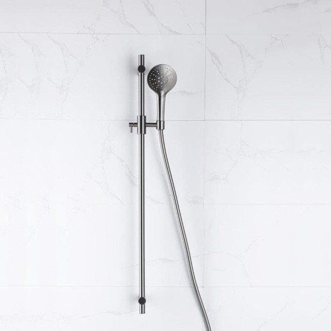 FugaFlow Eccelente Acces glijstangset met ronde handdouche, gladde doucheslang Geborsteld Gunmetal PVD