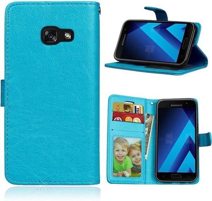 Bookcase Geschikt voor: Samsung Galaxy A3 2017 - Turquoise - portemonnee hoesje