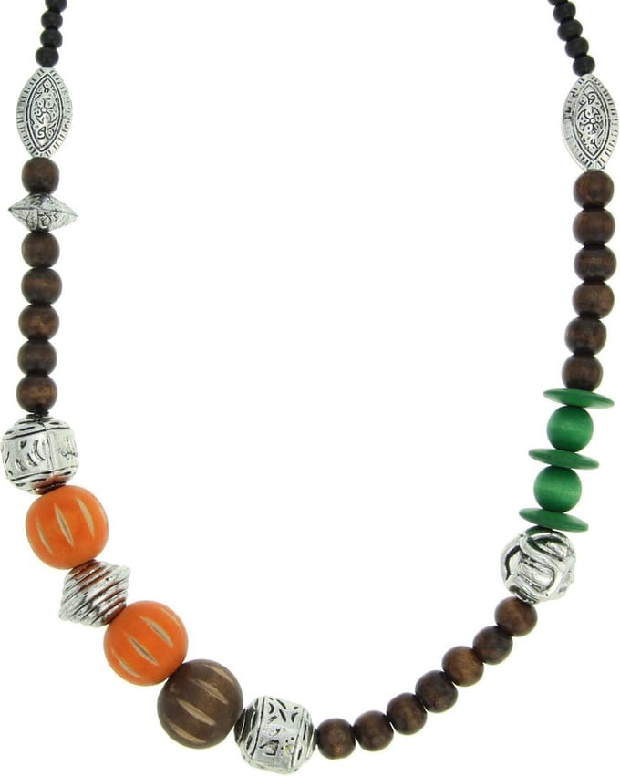 Behave - Ketting met houten kralen multikleur - Bohemian statement'