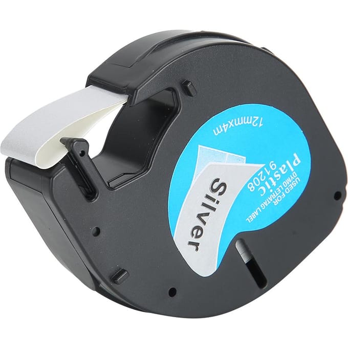 Labeltape voor Dymo 12mm Zilveren Achtergrond Zwarte Letters Labelmachine Accessoires 91208