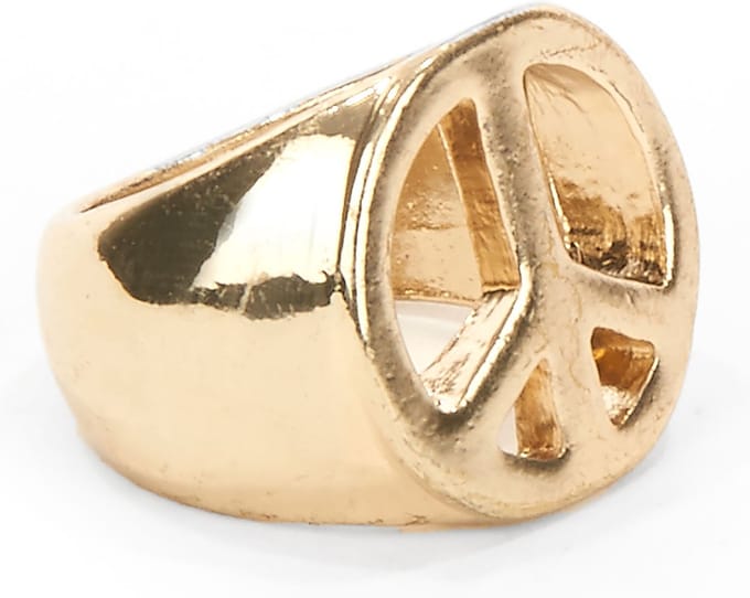 Hippie ring goud peace
