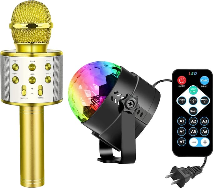 Karaoke Microfoon en Discolamp - Karaoke Set - Microfoon Draadloos - Bluetooth Speaker - Karaoke Microfoon Speelgoed voor kinderen