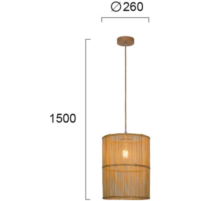 Viokef Hanglamp Anteo van rotan, cilindrisch