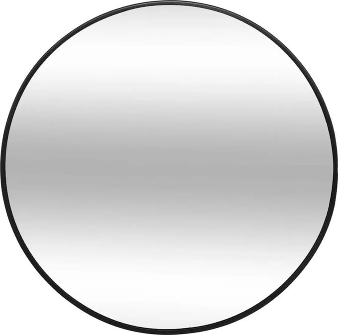 Atmosphera Spiegel/wandspiegel - rond - Dia 38 cm - metaal/glas - zwart