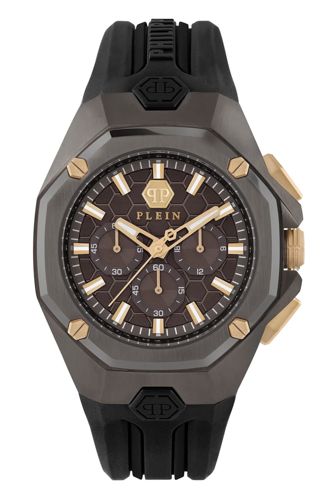 Philipp Plein Octagon PWTBA0323 Horloge - Siliconen - Zwart - Ø 45 mm