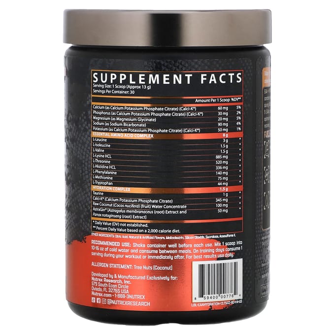 Nutrex Research EAA+ Hydration (30 serv) Blood Orange - Aminozuren - EAA