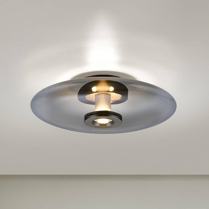 LED plafondlamp PURE Vitrum, grijs, glas/aluminium, Ø 45 cm