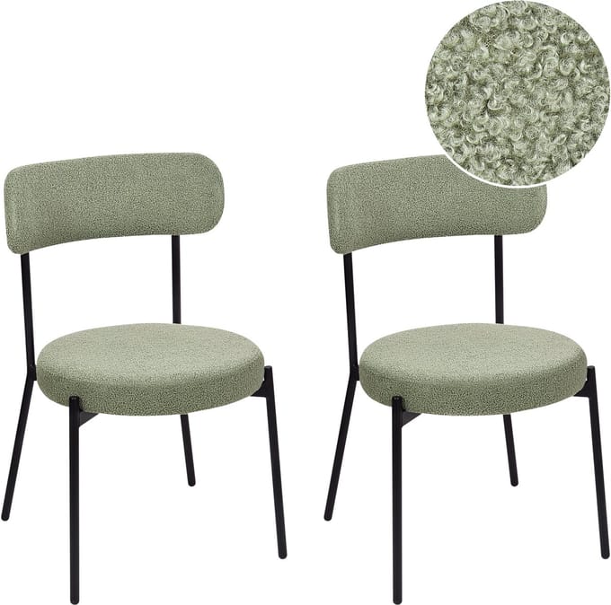 ALLISON - Eetkamerstoel set van 2 - Lichtgroen - Bouclé