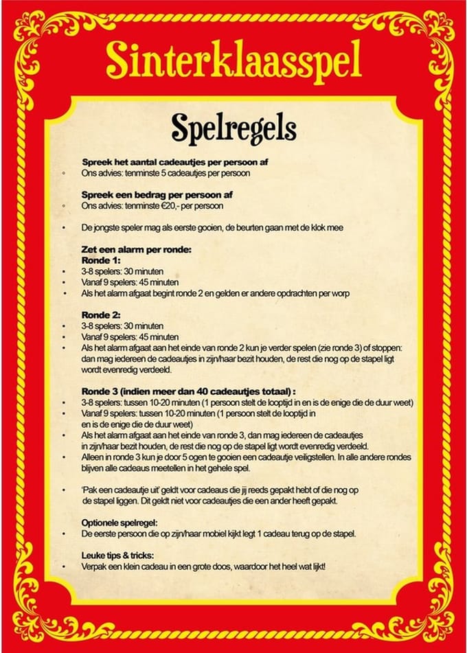 Sinterklaasspel set - dobbelspel - foam dobbelsteen - rood - sinterklaas - pakjesavond