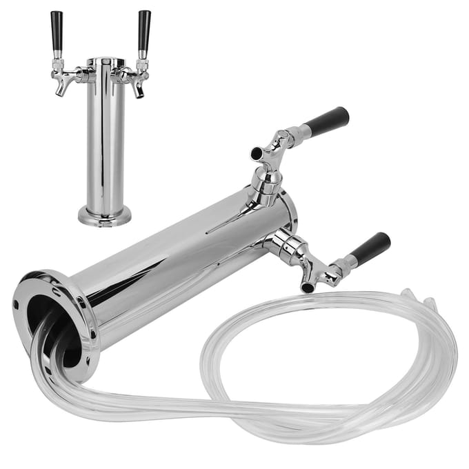 RVS Cilinder Tap Toren voor Bier met 2 Kraantjes Brouw Accessoire voor Bar Restaurant white
