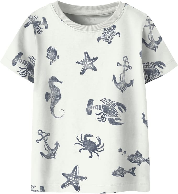 NAME IT - NMMFILLE SS TOP BOX - Jongens - T-shirts - ecru - maat 92
