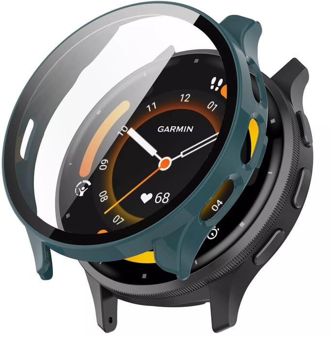 Strap-it Bescherm Hoesje met Glasplaat – Geschikt voor Garmin Venu 3 – Groen – Case met Screen Protector