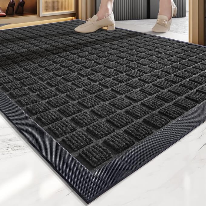 Tapis d'entrée en caoutchouc Vent Nordique Polyester Commercial Hôtel Porte Tapis de Sable Poussière Tapis d'Entrée Maison 45*75cm gray