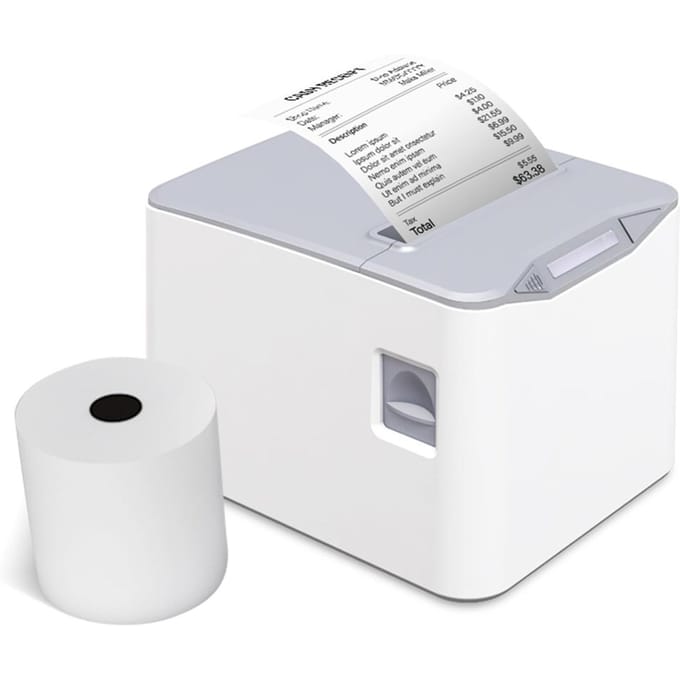 Bisofice thermische bonprinter 80 mm desktop direct thermisch afdrukken USB + LAN-verbinding hoge snelheid EU PLUG wit