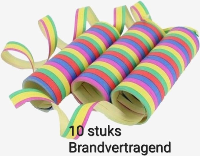 10 X Gekleurde Serpentine Brandveilig, Brandvertragend Carnaval, Themafeest, Papier