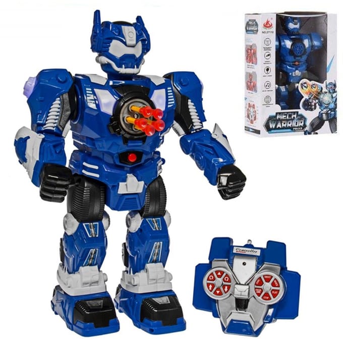 RC Politie Robot - Rapidfire - Schiet Pijltjes - Met Licht en Geluid - Blauw