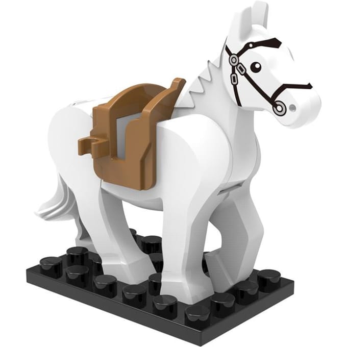 Cheval de guerre militaire MOC adapté aux mini-figurines, blocs de construction, accessoires, jouets pour garçons, cadeau pour enfants white