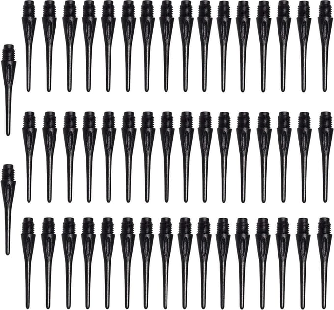 Set van 50 Zachte Dart Tips, 2BA Zwarte Plastic Dart Tips voor Soft Darts, Vervangende Nylon Tips voor Darts