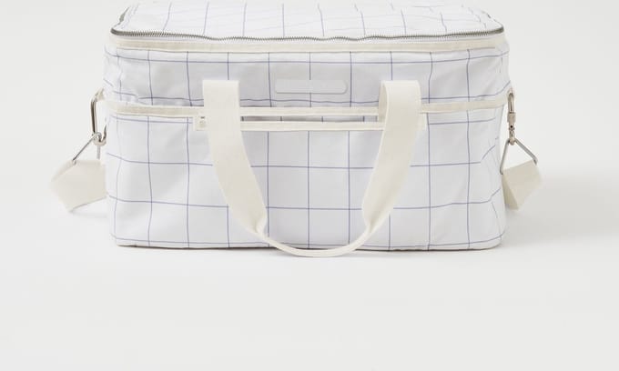 Sunnylife - Picnic Koeltas Canvas Isolerend 30 liter Check Coconut - Katoen - Wit -
