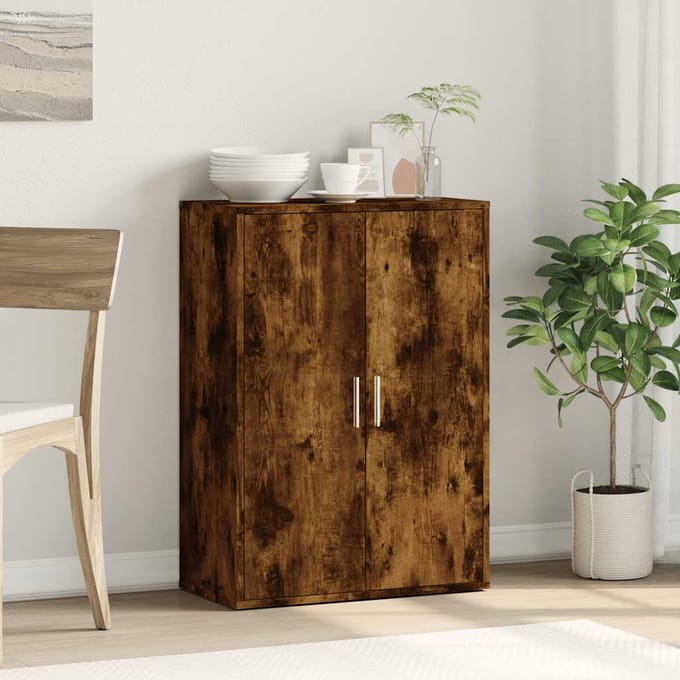vidaXL - Dressoir - 60x31x84 - cm - bewerkt - hout - gerookt - eikenkleurig