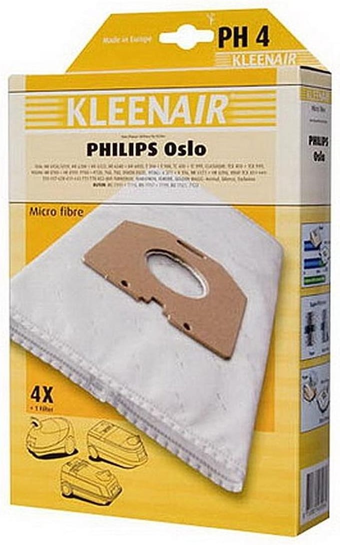 Kleenair Stofzuigerzak Ph-4 – Geschikt Voor Philips Oslo En Ruton – Microvezel – 4 Stuks