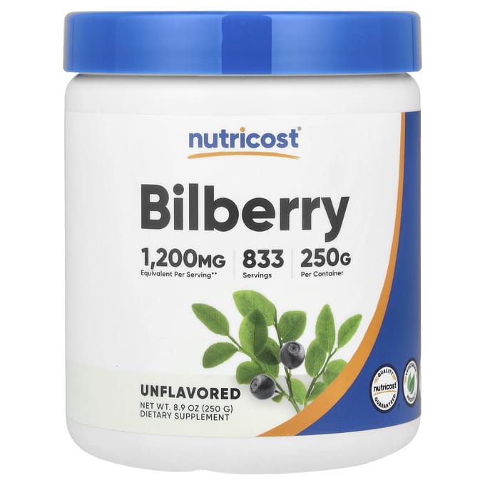 Nutricost, Blauwebessenpoeder, Ongezoet, 252 g (250 gram)
