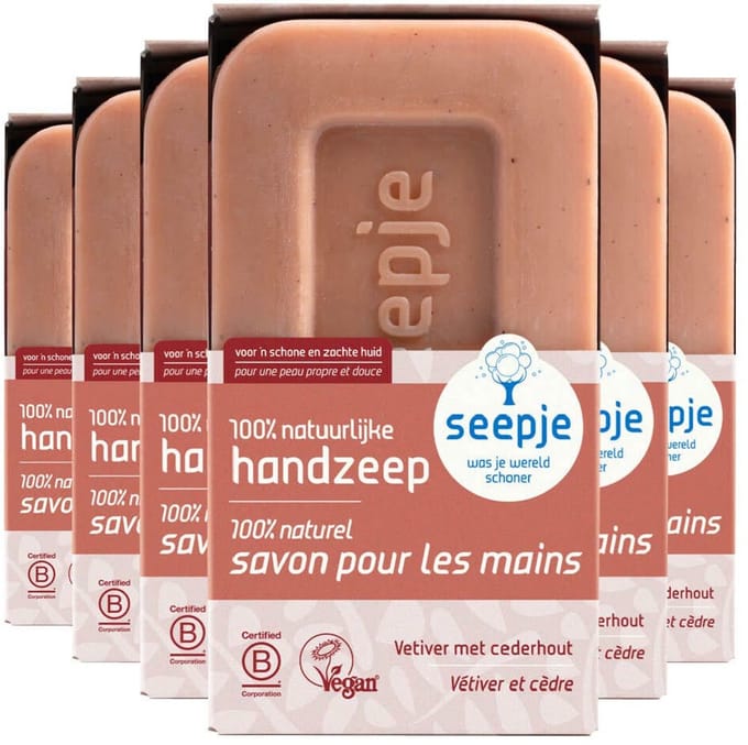 Seepje Handzeep Blok - Vetiver met Cederhout - 6 x 120 gr