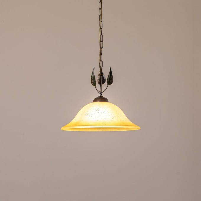ONLI Hanglamp Mira, crème/brons, glas, Ø 40 cm, E27