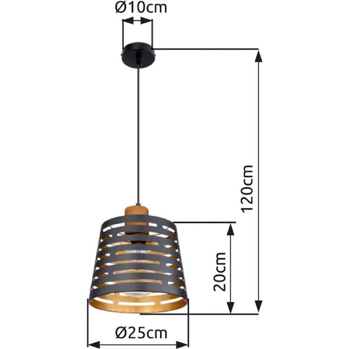 Globo Hanglamp Ablona, Ø 25 cm, zwart/goudkleurig, metaal