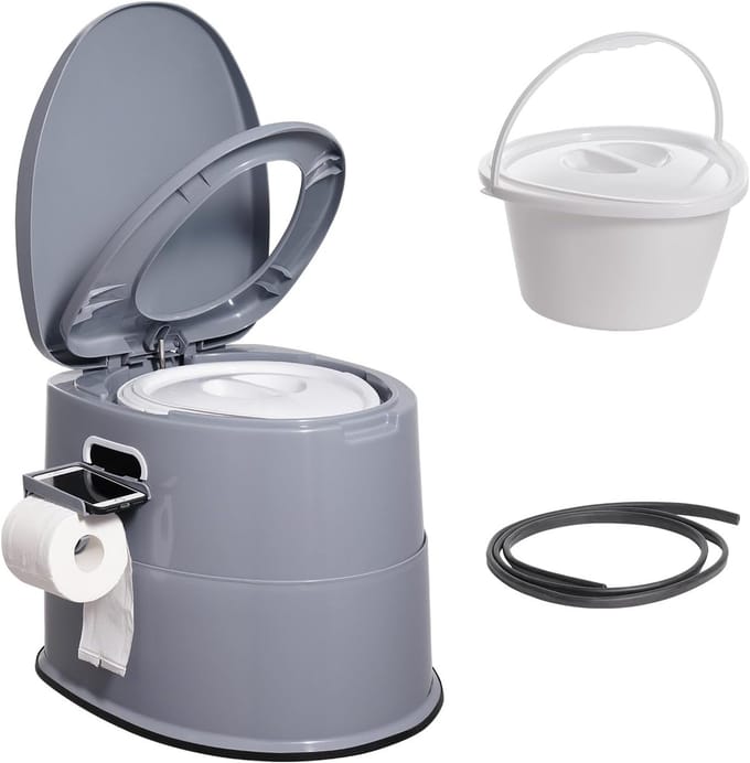 Campingtoilet met Deksel - Draagbaar Toilet - Chemisch Toilet - Campingspullen