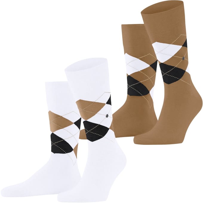 Burlington Everyday Argyle 2-Pack gedessineerd katoen sokken heren wit - maat 40-46