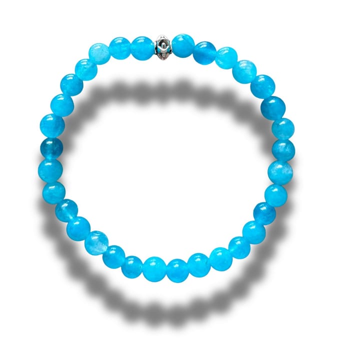 Armband - natuursteen - amazoniet - 6 mm - 19 cm - zilverkleurig element