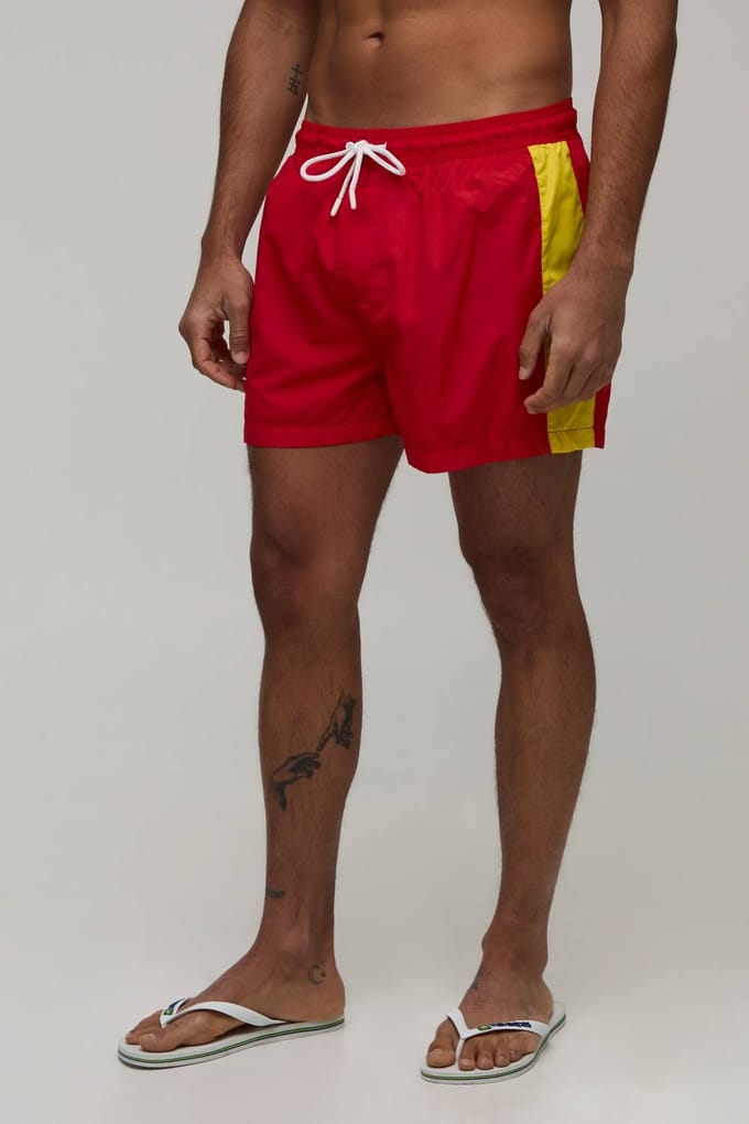 Zwemshort Met Zijstreep Middellange Lengte | Red | Size Large