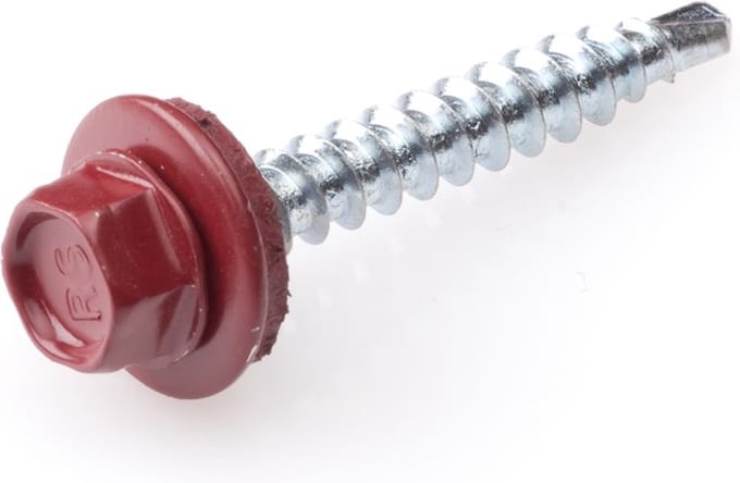 Dak & Gevel - Profielplaatschroef - 4,8 x 35mm - Verzinkt - Voldraad - Rood (200 stuks)