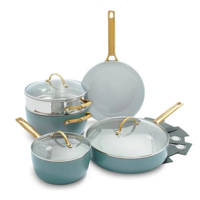 Greenpan Pannenset 5-delig Greenpan Padova Smokey Blue Gold
