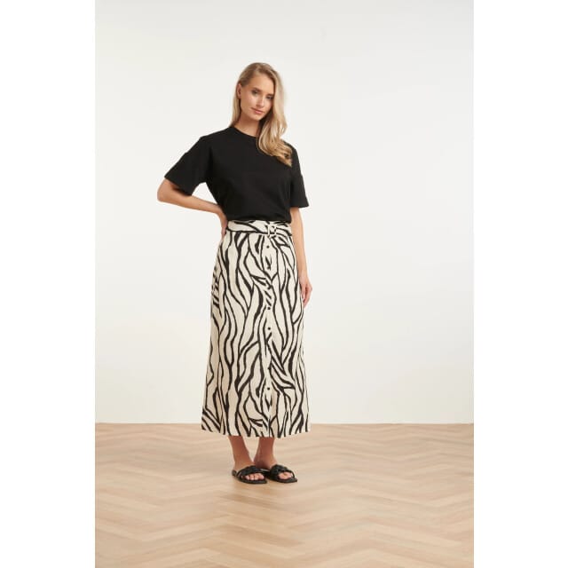 Smashed Lemon Midi-rok met zebra print off-white/zwart |