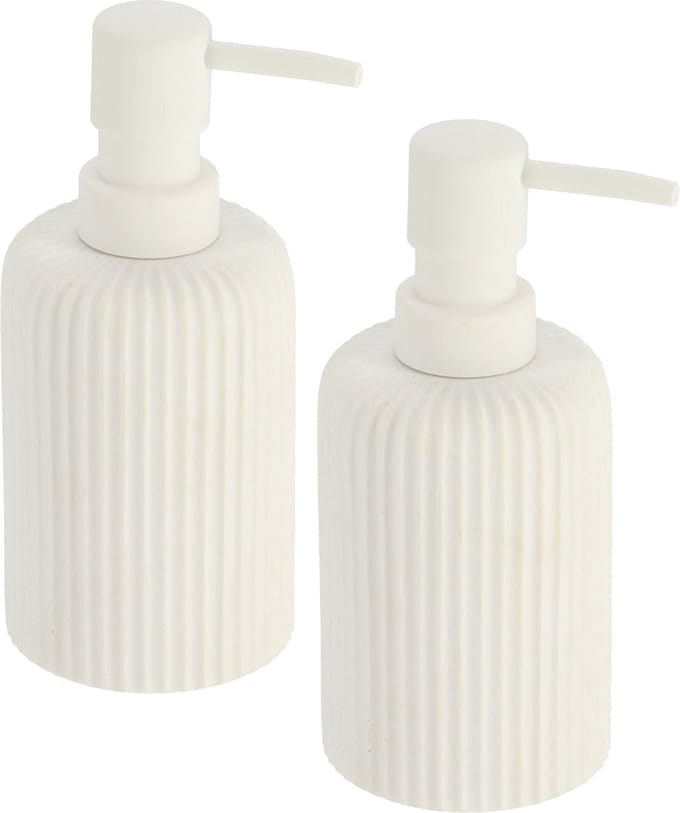 Tendance Zeeppompje 101 series - 2x - wit - geribbeld - PS - D7 x H17 cm - 230 ml - badkamer