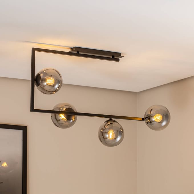 EMIBIG LIGHTING Plafondlamp Soma, grafiet/zwart, glas, E14