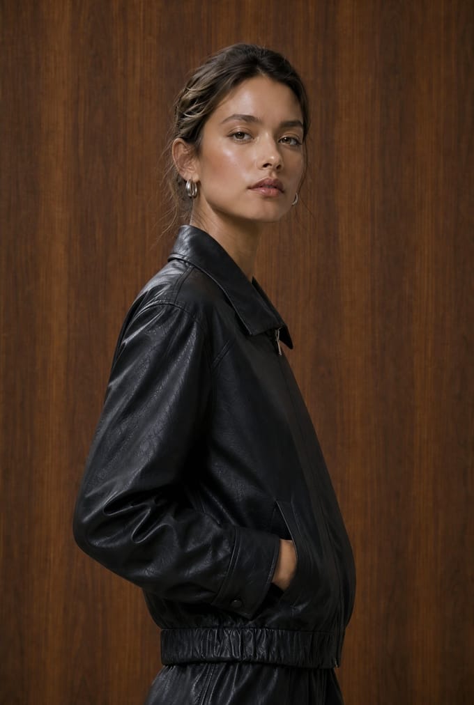 Pola eco leather bomber jacket | Black - Black / S