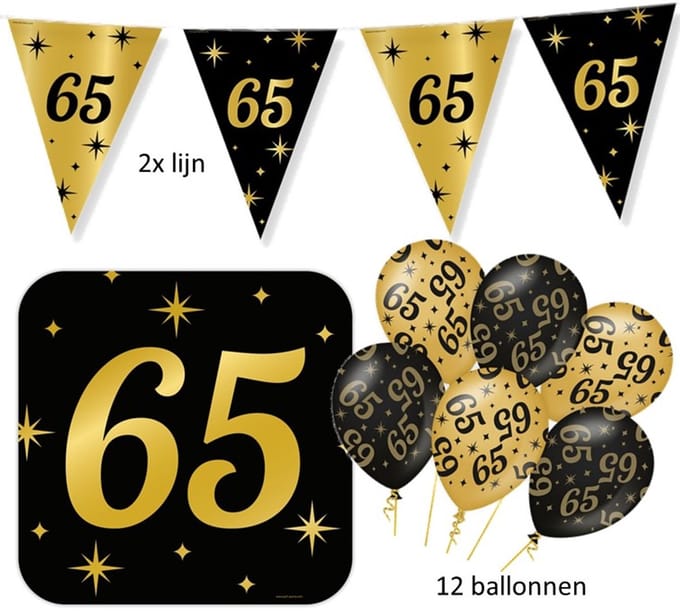 5 delig - 65 jaar feest versiering pakket Classy Party.