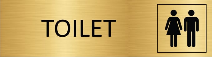 CombiCraft deurbordje Toilet in goud met tape - 165 x 45 mm