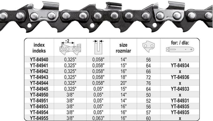 Yato YT-84953 - Kettingzaag - 40 cm - 56 Schakels - 3/8" - 1,3 mm