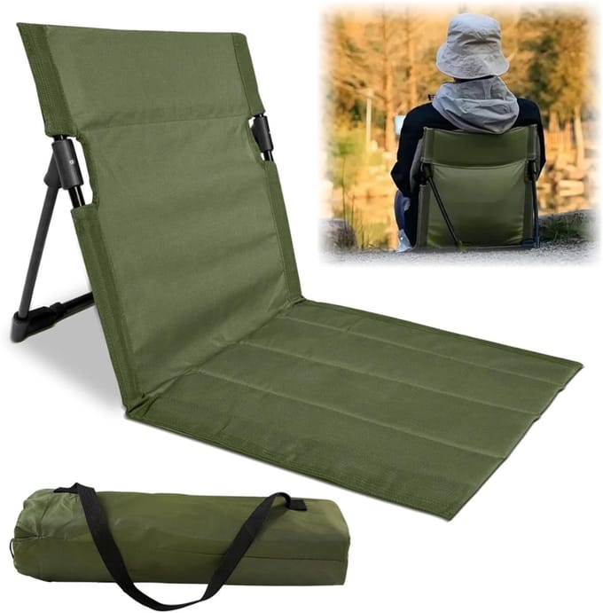 HEZIVO® Vloerstoel - Relaxstoel - Relaxfauteuil - Met Verstelbare Rugleuning - Legergroen