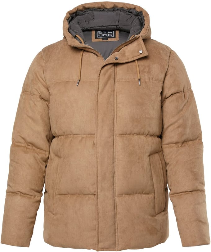 STHUGE - Heren - Gewatteerde jas doorgestikte jas capuchon - Beige - Maat 3XL
