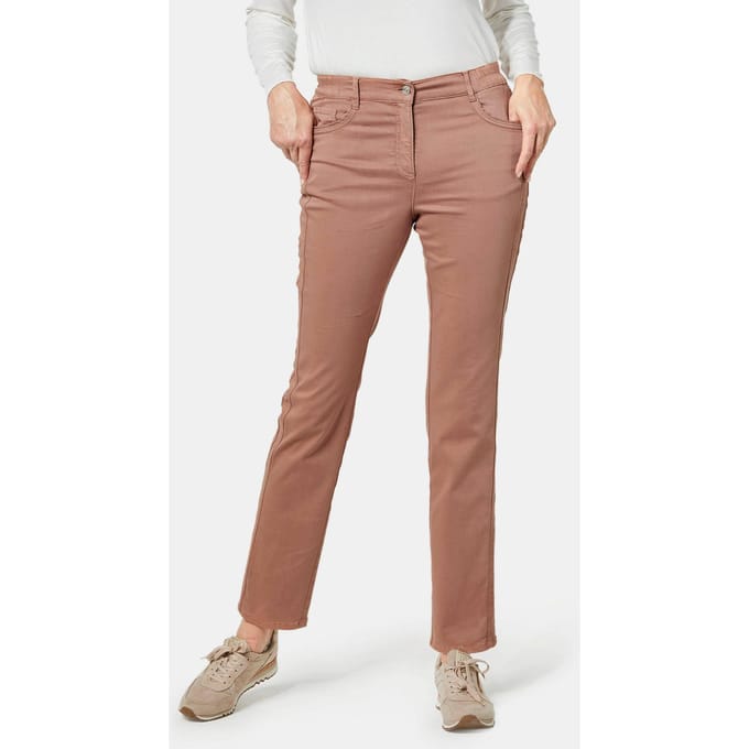 Broek van zachte stretch - camel - Gr. 23 van Goldner Fashion
