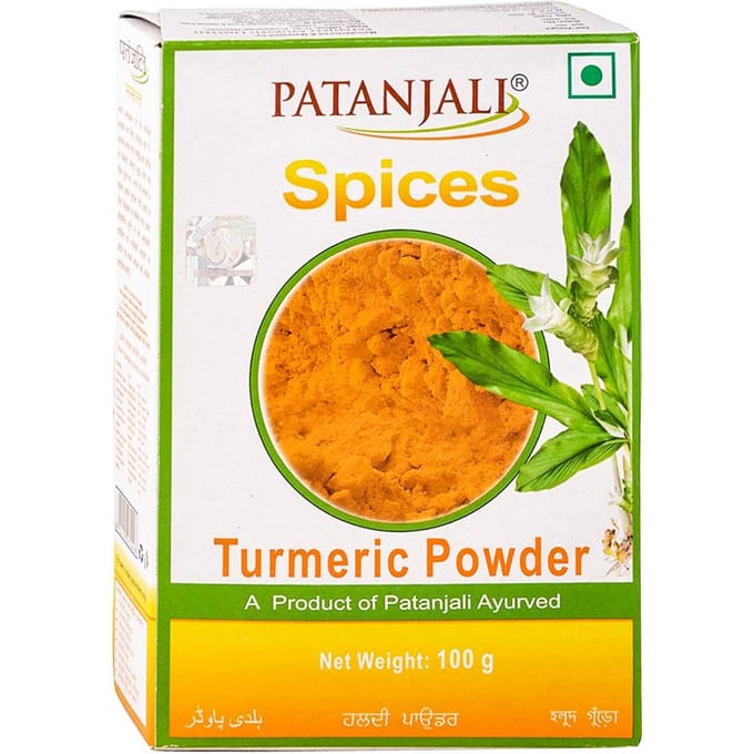 Gemalen kurkuma (100 gr), Kurkumapoeder, Patanjali 5x100g orange