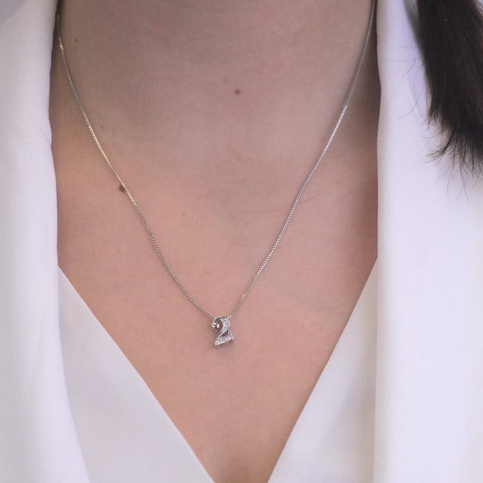 Nummer 2 hangers - Zilver en kristal