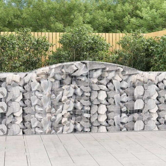 vidaXL - Schanskorven - 4 - st - gewelfd - 400x50x100/120 - cm - ijzer