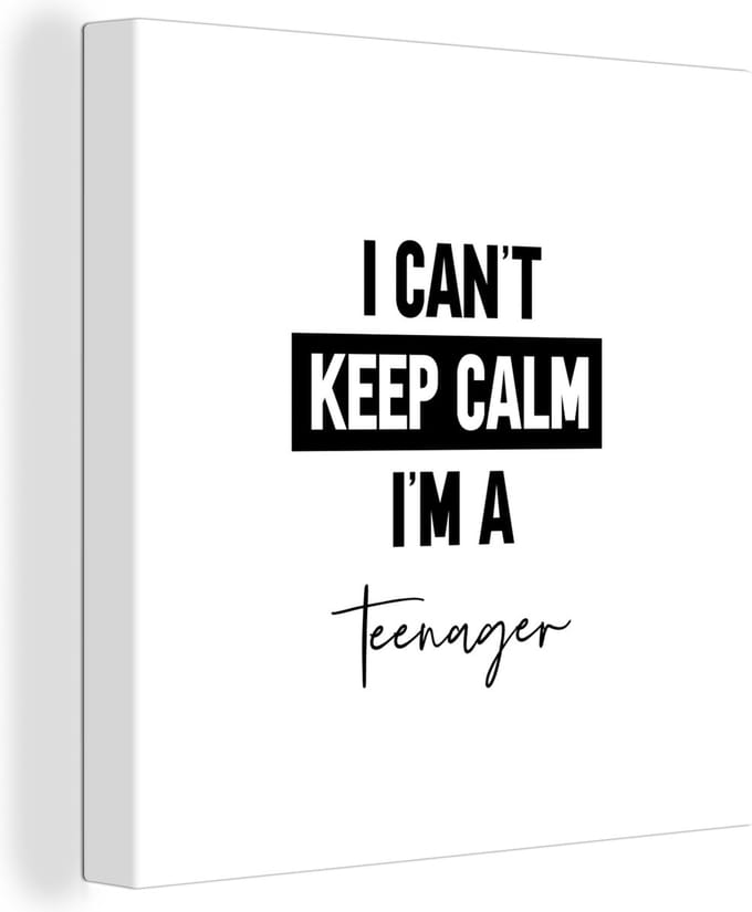 Canvas Schilderij Kinderen - Quote - Zwart - Wit - 20x20 cm - Wanddecoratie